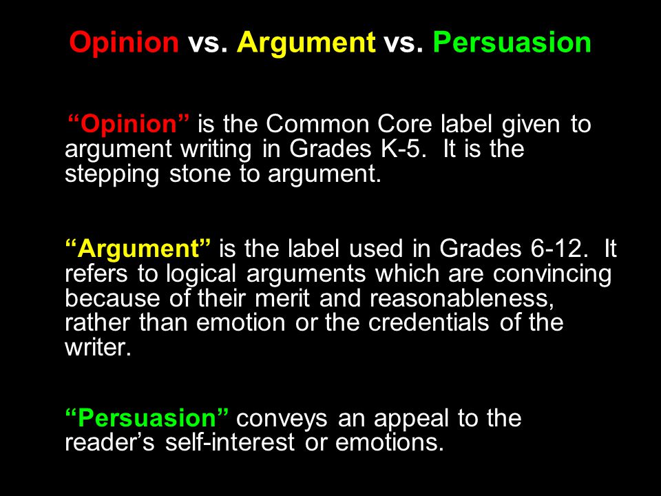 Opinion vs argumentative essay